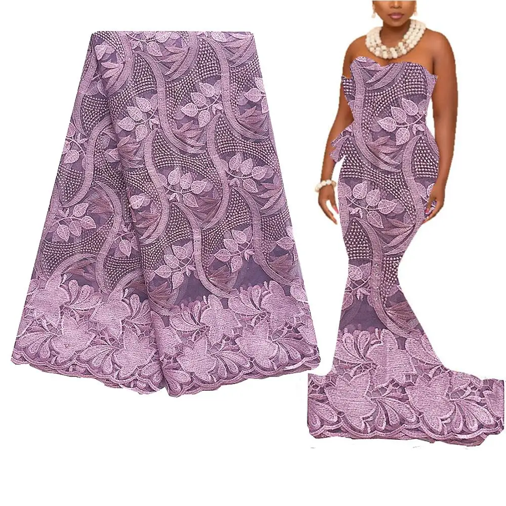 Африканская Кружевная Ткань 5 ярдов 2023 вышитая сетчатая ткань нигерийские