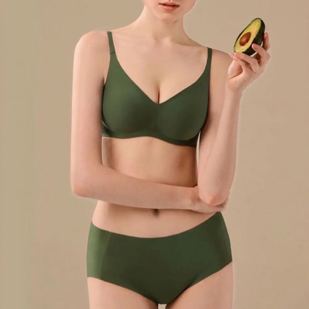 

Women's Bra Seamless Underwear Set Sports Bras With Pads Shock-proof Female Wire Free Bralette Sexy Push Up Bra Briefs Set