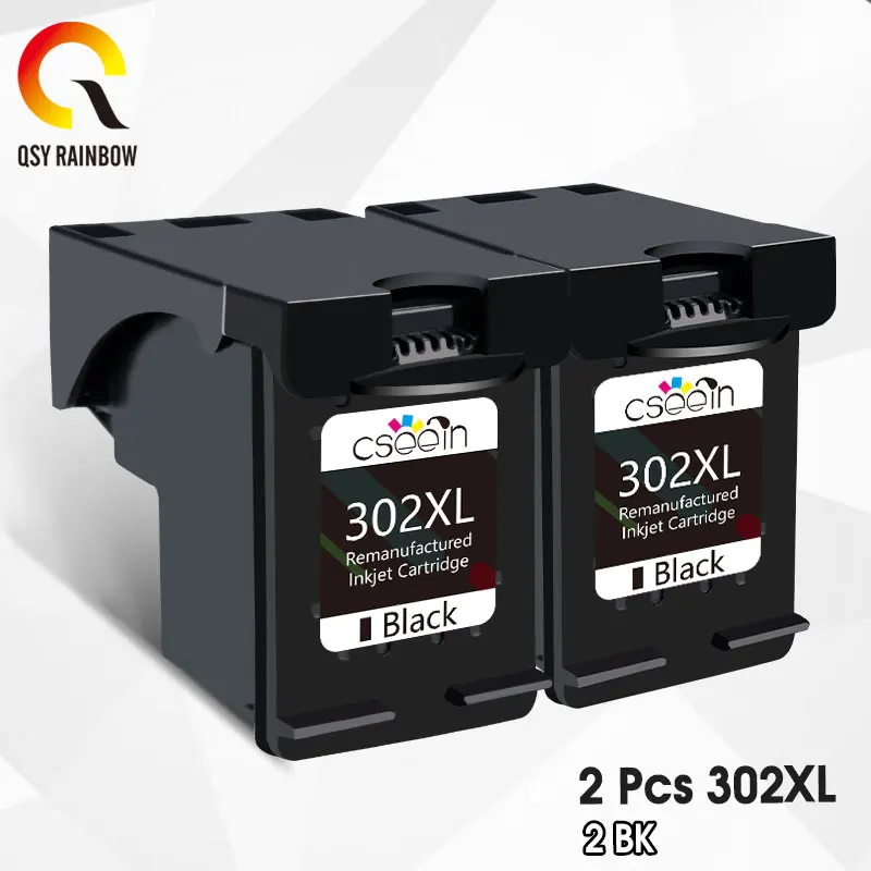 QSYRAINBOW 2BK 302XL совместимый чернильный картридж Замена для HP 302 1110 2130 1112 3630 3632 3830 Officejet