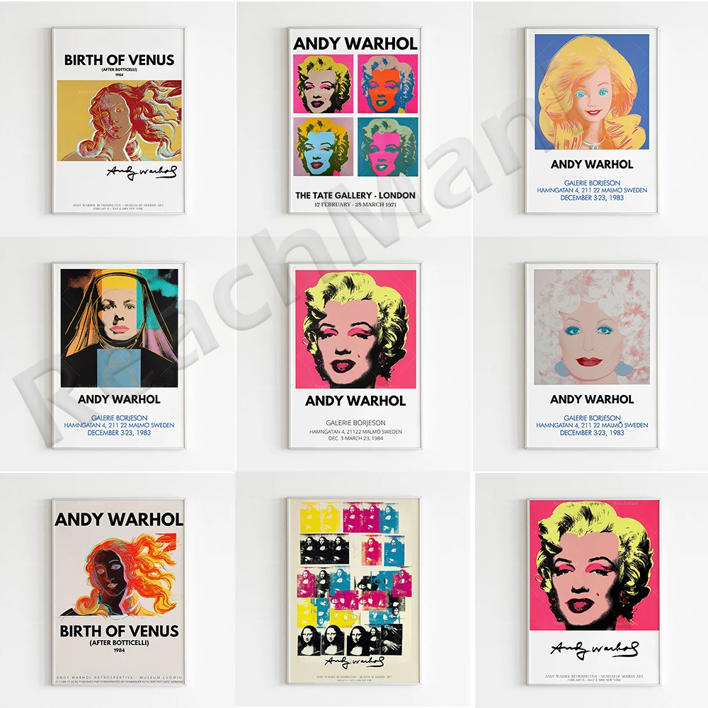 

Andy Warhol exhibition poster, modern wall decoration, pop art print retro modern wall decoration medieval poster