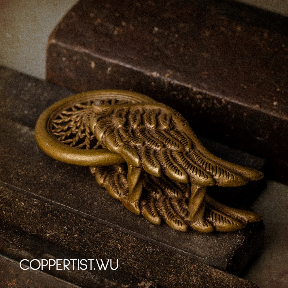 Coppertist. wu латунный металлический двигатель летающего колеса брелок для ключей ручной работы Модное панк кольцо для ключей с сумочкой кулон