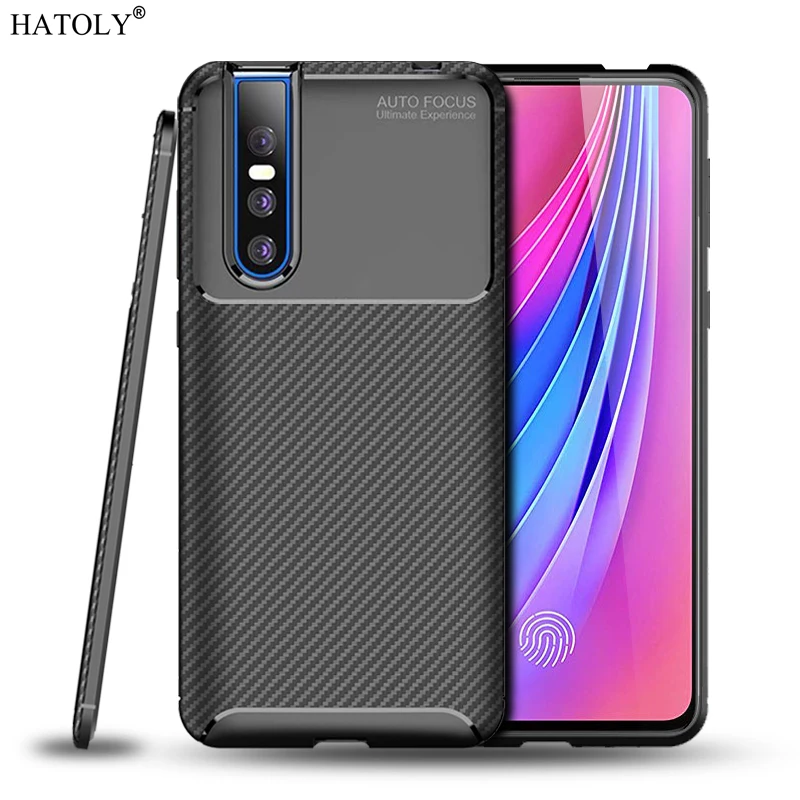 ДЛЯ Vivo X30 Pro Чехол Мягкий ТПУ противоударный бампер из углеродного волокна задняя