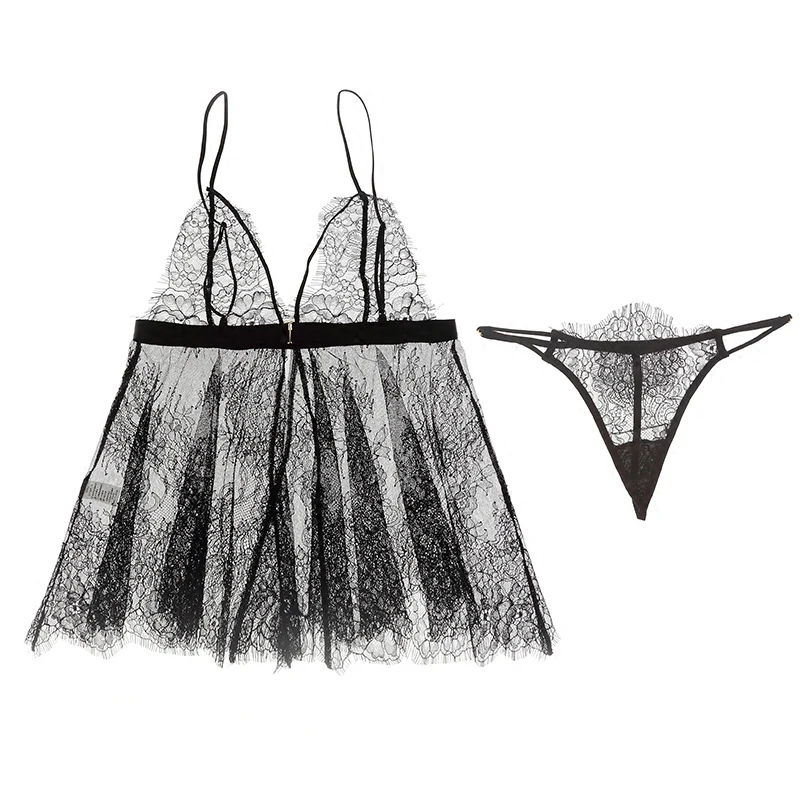 Сексуальное женское нижнее белье Короткий кружевной тюль с ремнем и пряжкой
