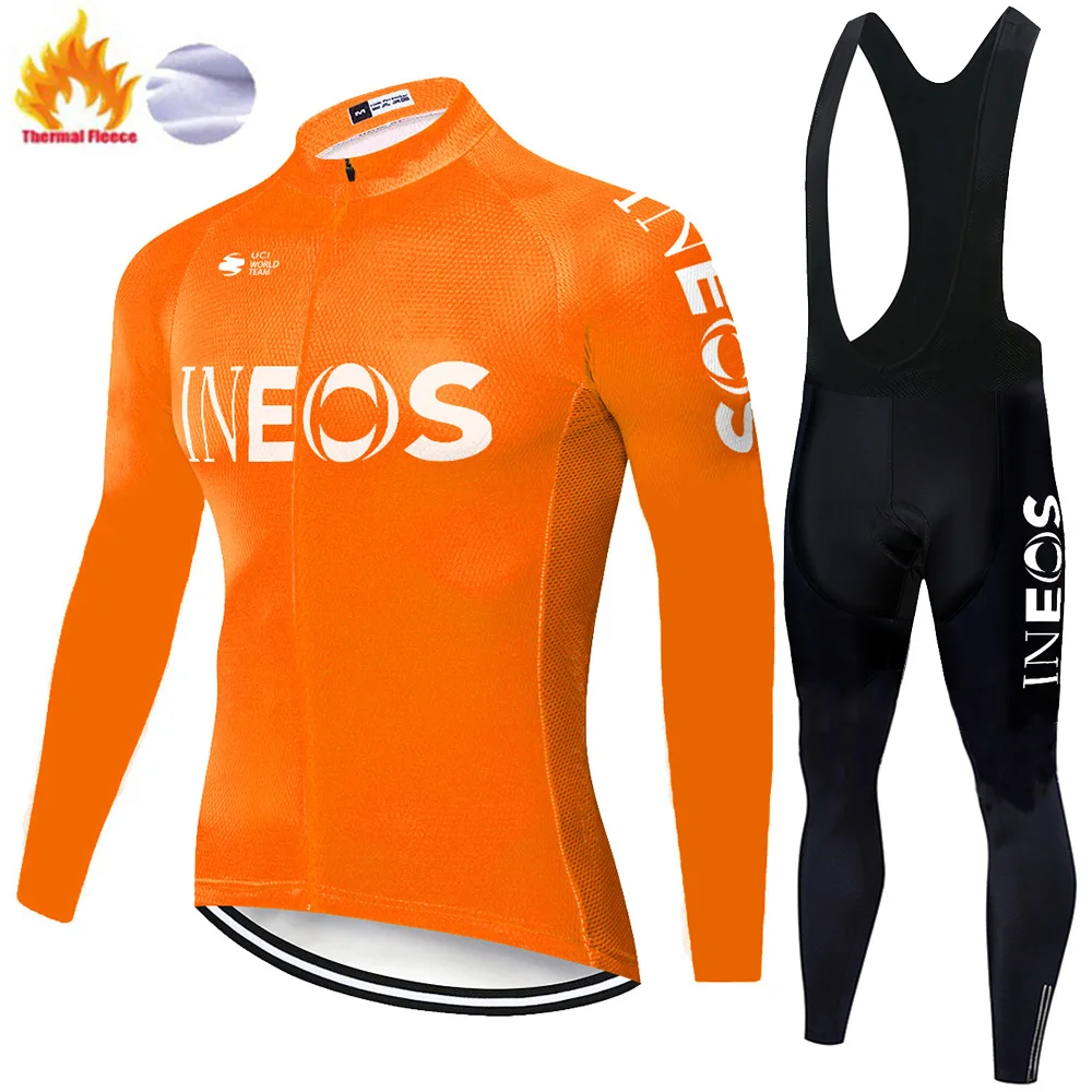 2021 ineos mallot ciclismo hombre зимние Термальность флисовый пуловер с длинным рукавом и