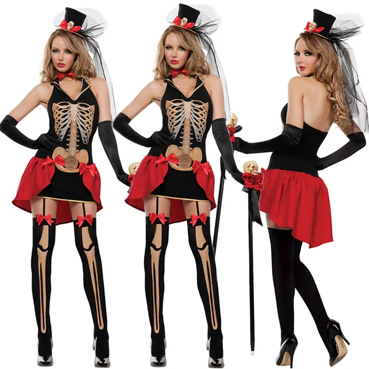 

New Halloween Ghost Festival Party Costume Ghost Bride Skull Costume Zombie Dress Vampire Costume