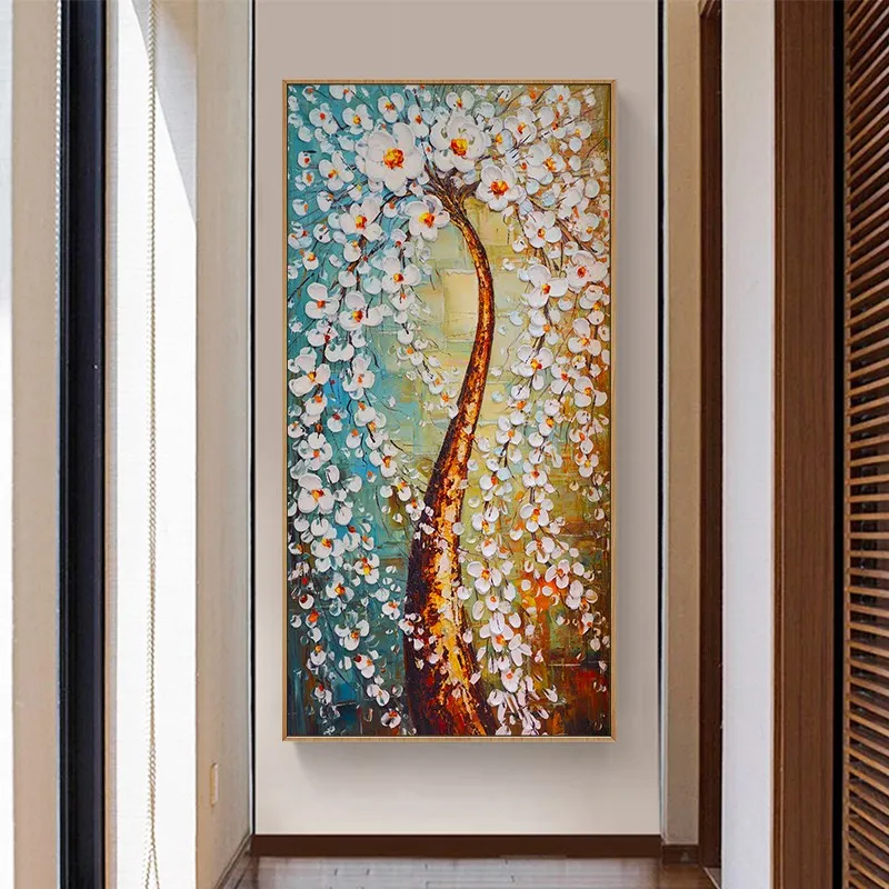 

Hand Painted 3D Knife Gold Tree Painting Modern Abstract Paintings Oil Painting On Canvas Home Decoration Wall For Home Decor
