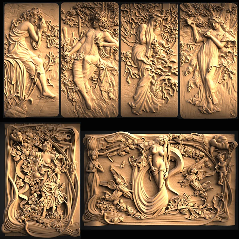 6 шт. Женская мифологическая Модель 3d STL для фрезерного станка с ЧПУ 3D принтер Artcam