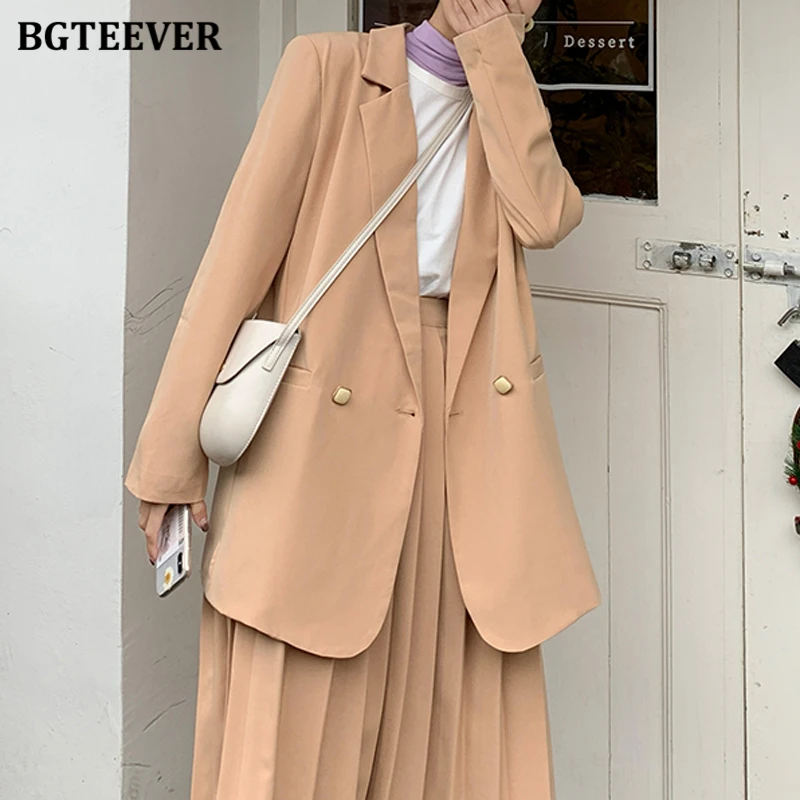 Женский костюм с юбкой BGTEEVER летний комплект из 2 предметов блейзер длинным