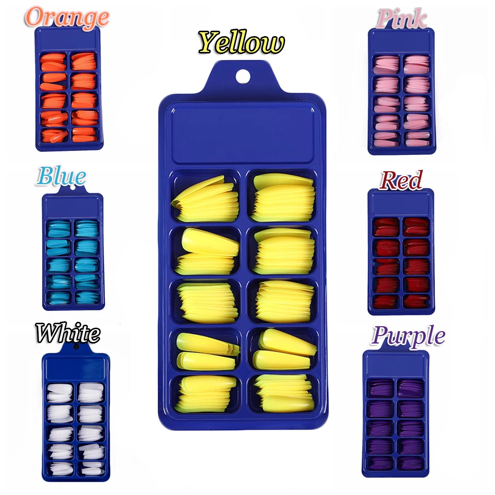 

24/100Pcs Candy Matte Coffin False Nail Tips Full Cover Acrylic Ballerina Long Fake Nails Beauty Manicure Extension Tools