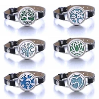 aromatherapy jewelry tree of life essential oil diffuser lockets leather bracelet magnet stainless steel perfume aroma bracelet