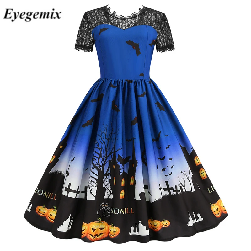 Женский костюм для Хэллоуина вечерние жевное винтажное платье с коротким