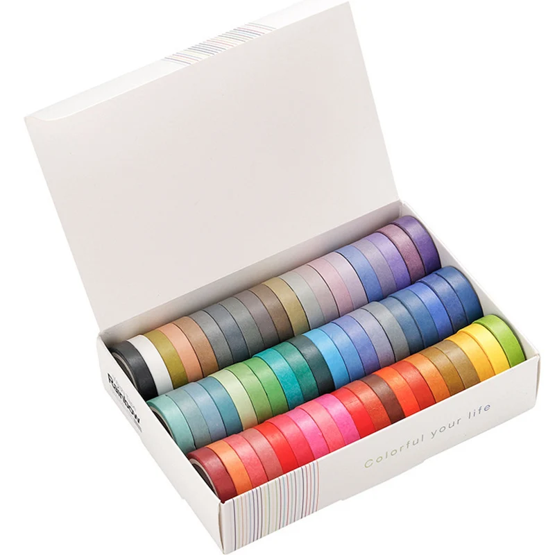 

60 Pcs/Set Basic Solid Color Washi Tape Rainbow Masking Tape Decorative Adhesive Tape Sticker Scrapbook Diary Stationery