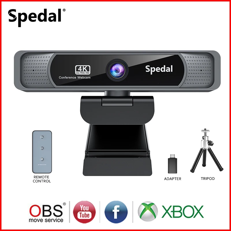 Spedal FF931 HD 4K Webcam 120°Wide Angle Wtih Microphone And Remote Control Streaming Web Camera For PC Mac Conferencin |