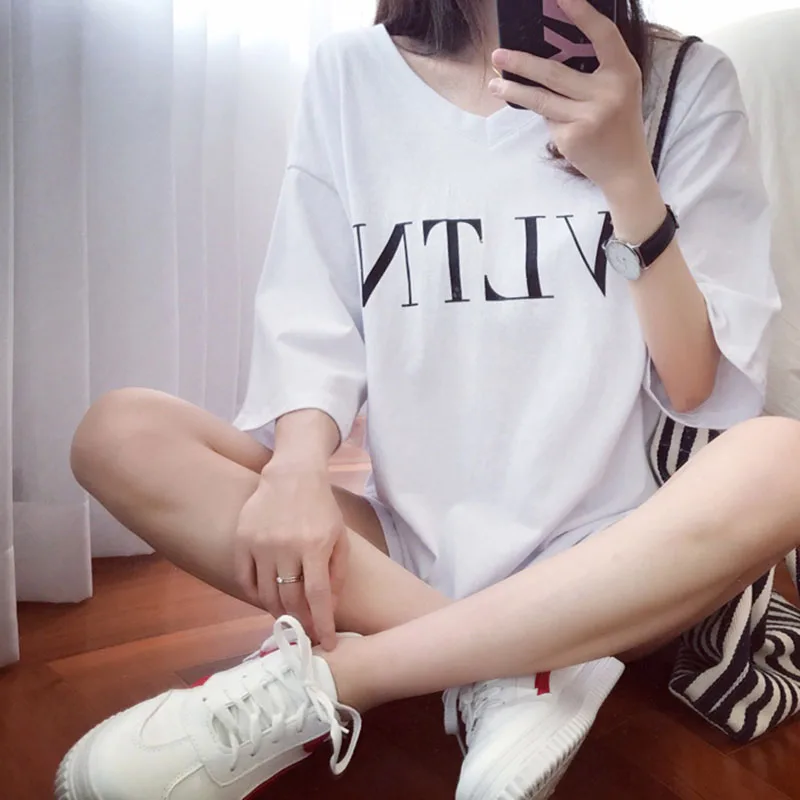 Женские футболки летние модные женские с буквенным принтом 2020 новые свободные