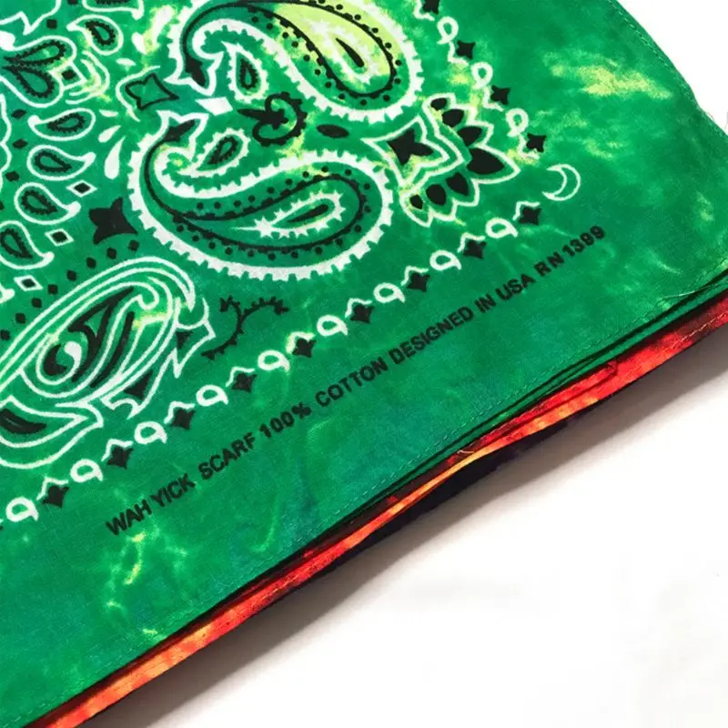 

55x55cm Unisex Cycling Outdoor Square Bandanas Tie-Dye Gradient Colorful Hip-Hop Neckerchief Retro Paisley Floral Print Headwrap