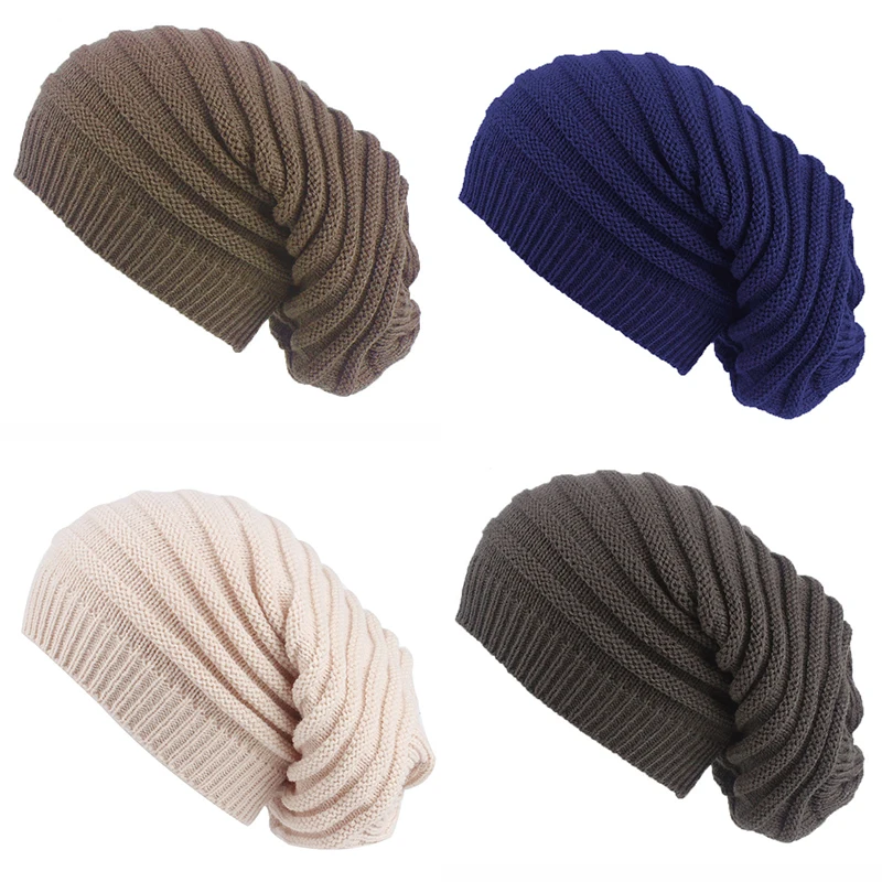 Модная мужская и женская шапка бини вязаная Лыжная Шапка Зимняя теплая свободная