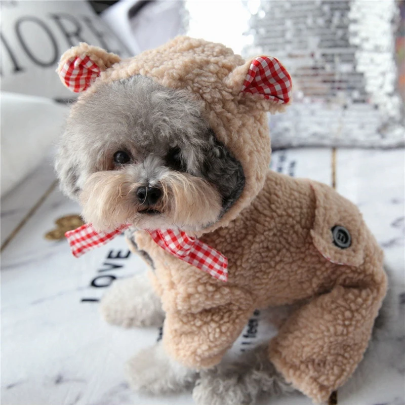 Зимняя одежда для собак толстовка пальто хлопковое с четырьмя ногами утепленная