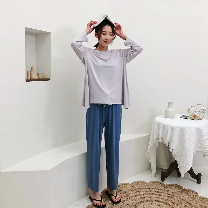 Пижамный комплект из модала с длинным рукавом женские брюки 2 предметов крутая