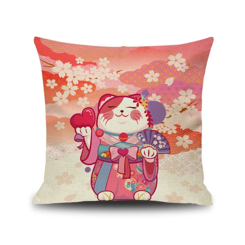 Японский Lucky cat Ретро льняная подушка для дивана ткани печатные подушки с Подушка
