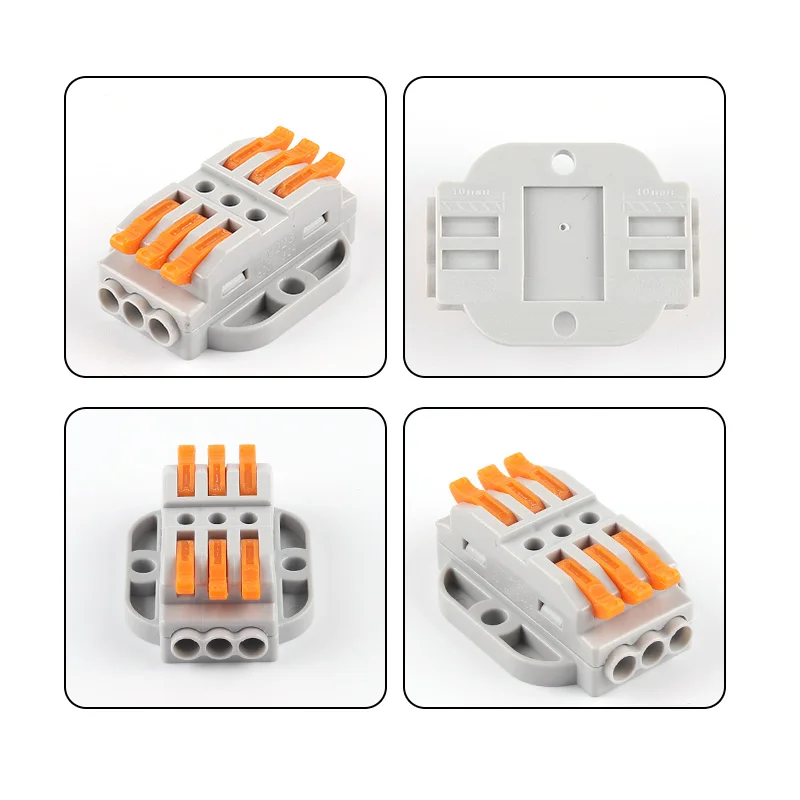 1PCS Quick Compact Wire Connectors 2/3/4/5/6/8/10/12 pin Conductor Push-in Butt Cable Wiring Terminal Block M3 Screw Fixing - купить по