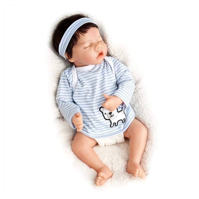 

16in Reborn Lifelike Baby Doll Figure Interaction Toy Soft Silicone Simulation Bath Toy that Look Real w/ Eyes-Closed