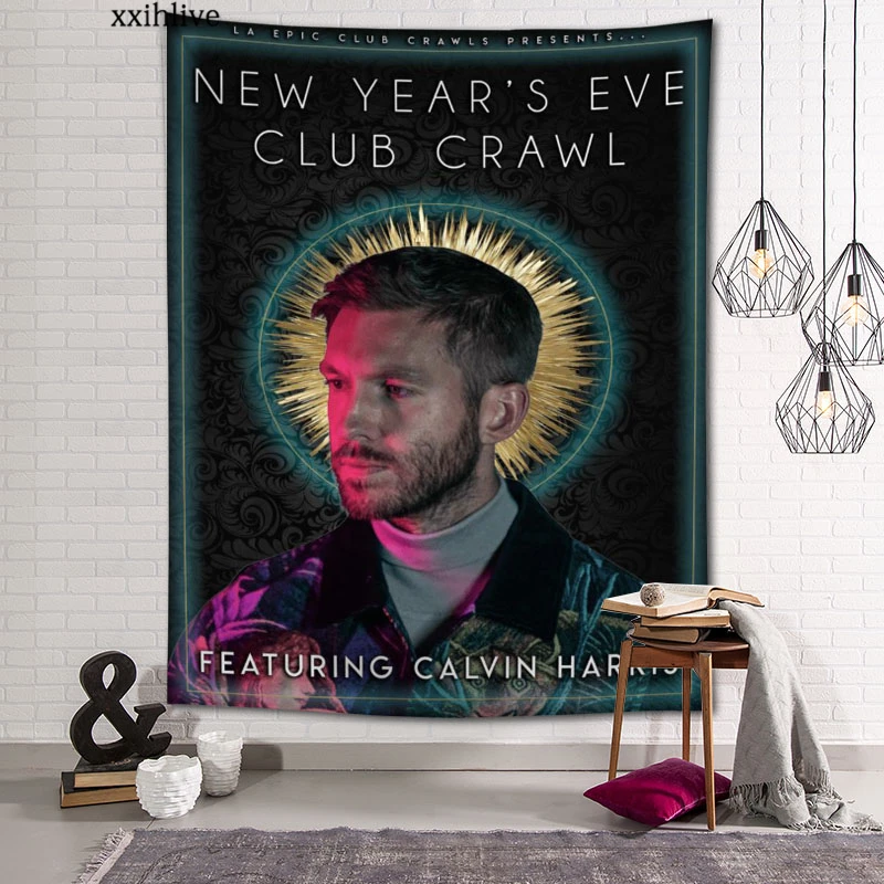 

Custom Tapestry Singer Calvin Harris Printed Large Wall Tapestries Hippie Wall Hanging Bohemian Wall Art Decoration Room Decor