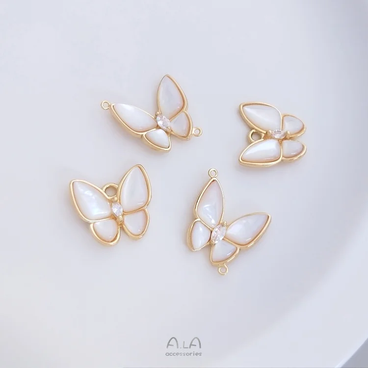 

3Pcs 14K True Gold Color-Preserving Copper Natural Sea Shell Butterfly Charms Pendants DIY Jewelry Making Findings Accessories