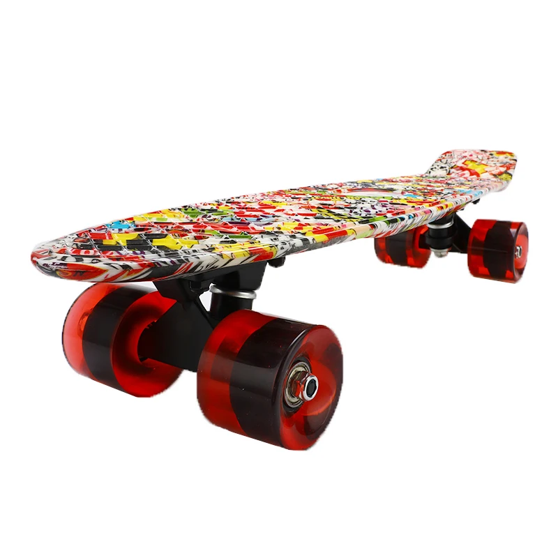 

22" Skate Board Mini Cruiser Skateboard Plastic Galaxy Starry Sky Printed Longboard Retro Banana Fishboard Street Outdoor Sport