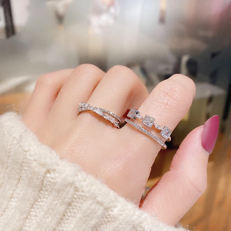 INS/модное холодное микро инкрустированное Цирконом кольцо простой элегантный и