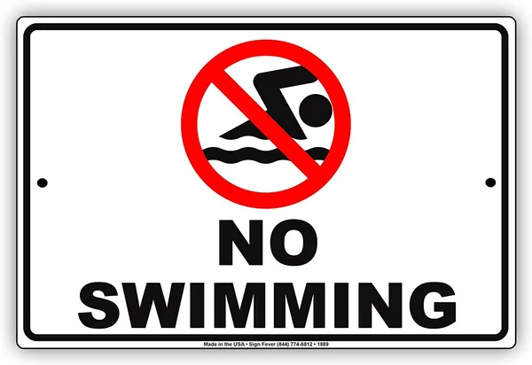 

No Swimming With Graphic Restriction Prohibition Alert Attention Caution Warning Notice Aluminum Metal Tin Sign Plate