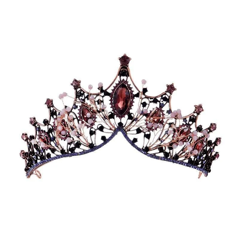 

Best selling bride crown Baroque autumn winter black headdress wedding dress wedding hair accessories female crown
