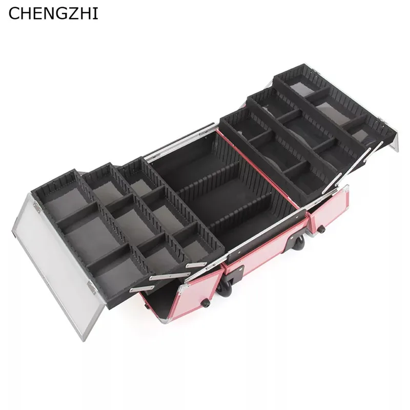 CHENGZHI Женская портативная косметичка на колесиках для ногтей