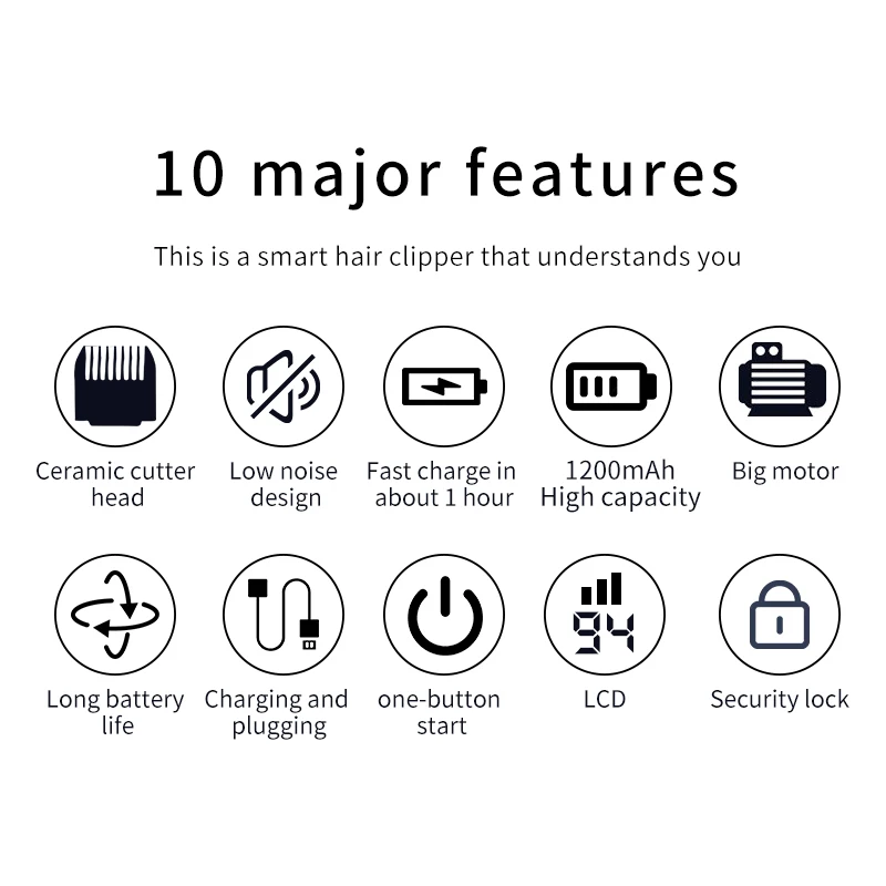 

Hair Clipper men Hair Trimmer professional 3 Gear adjustable Electric Hair Cutting Machine with intelligent travel lock function