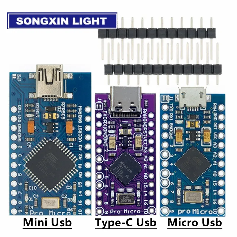 Pro Micro ATmega32U4 5V16MHz Замена ATmega328 для Arduino Mini с 2-рядным штырьковым разъемом Leonardo