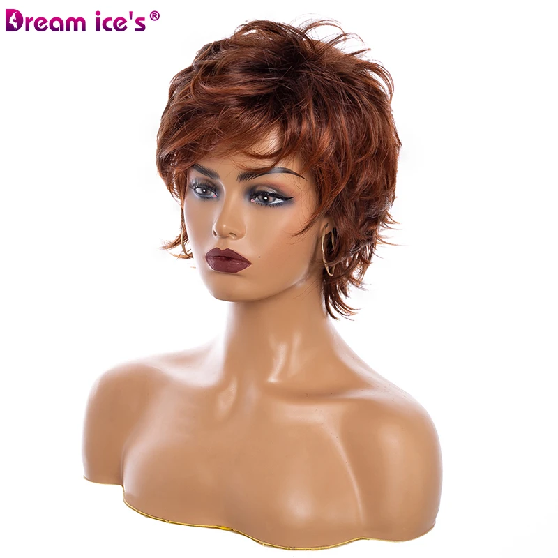 Короткие вьющиеся синтетические волнистые парики для женщин коричневый светлый