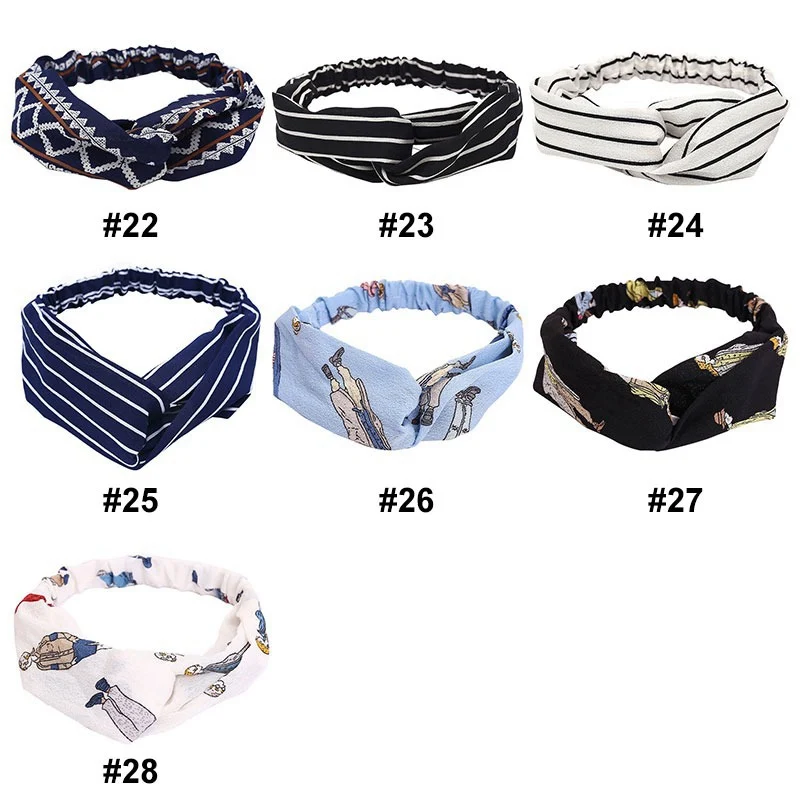 

Fashion Women Girls Summer Bohemian Hair Bands Print Headbands Vintage Cross Turban Bandage Bandanas HairBands Hair Accessories