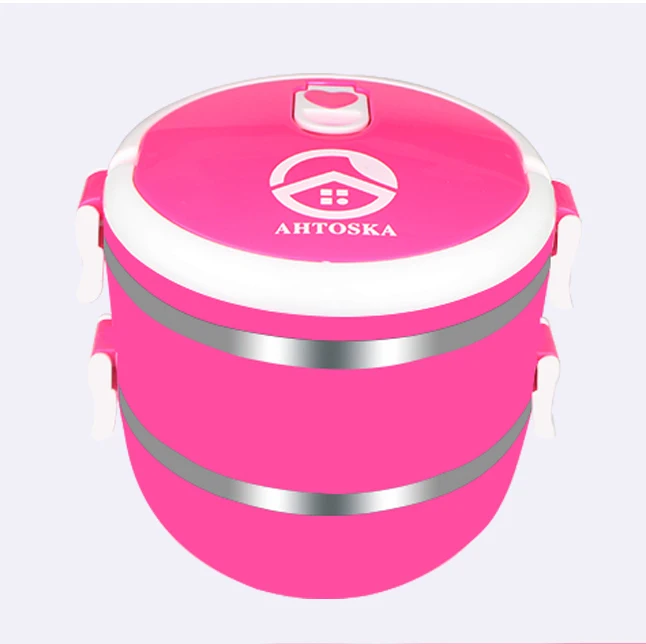 2 layer pink1 TenBroman Ланч-бокс из нержавеющей стали для детей, Детский Школьный Ланч-бокс, контейнеры для еды, ланчбокс для детей, милый для детей - Цвет: 2 layer pink1