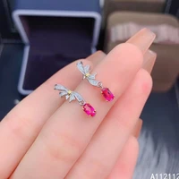 fine jewelry 925 sterling silver inset with natural gems womens luxury lovely bowknot pink topaz earrings ear stud supports det