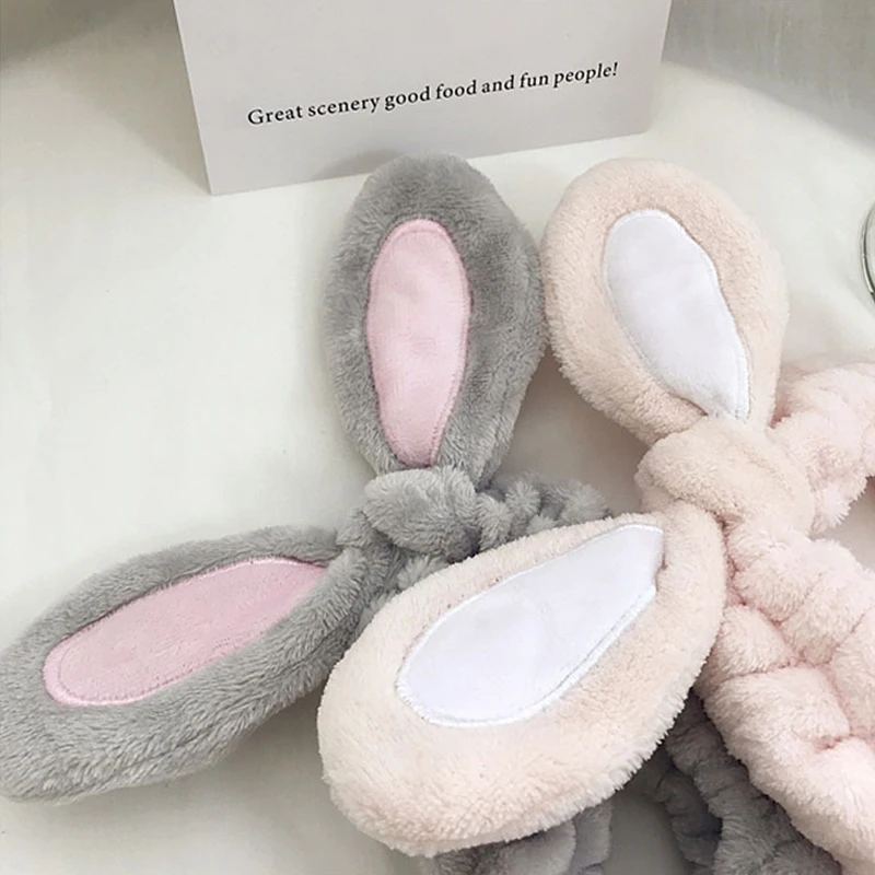 1 шт. серая повязка на голову для макияжа конфетного цвета с кроличьими ушами