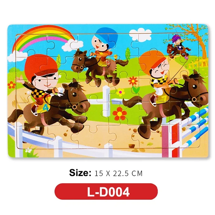 L-D004 Горячая новинка 30 шт. деревянный пазл животное детская игрушка деревянные пазлы мультяшный автомобиль Обучающие Развивающие игрушки для детей - Цвет: L-D004