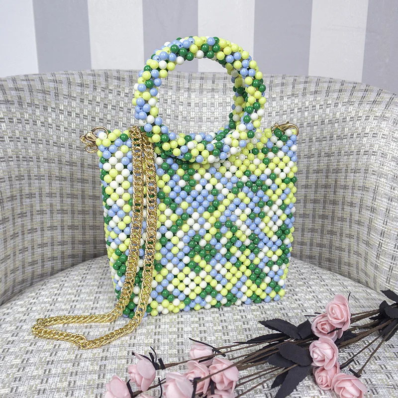 Новая плетеная Сумка, модная жемчужная сумка ручной работы, вместительная сумка-мессенджер, свежая нишевая камуфляжная зеленая сумочка от AliExpress RU&CIS NEW
