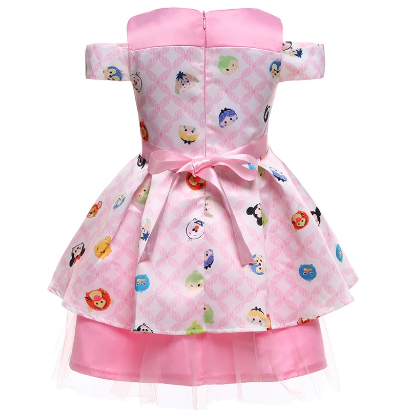 Одежда для малышей милое платье девочек с бантом и героями мультфильмов сезон