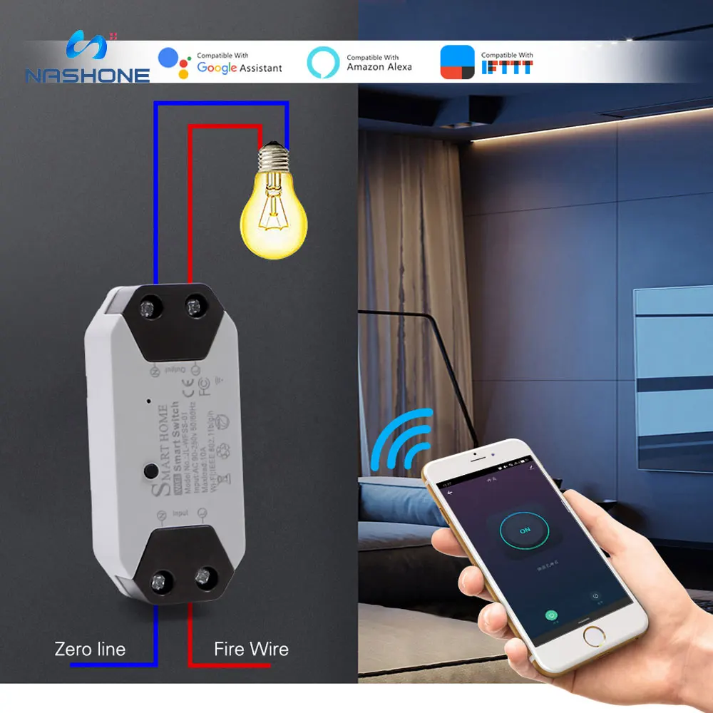 Nashone Wi Fi выключатель Tuya Smart светильник таймера размыкатели цепи Беспроводной