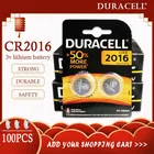 100 шт. оригинал для DURACELL CR2016 кнопочный аккумулятор 3 в литиевые батареи для часов игрушка компьютерный калькулятор управление DLCR 2016
