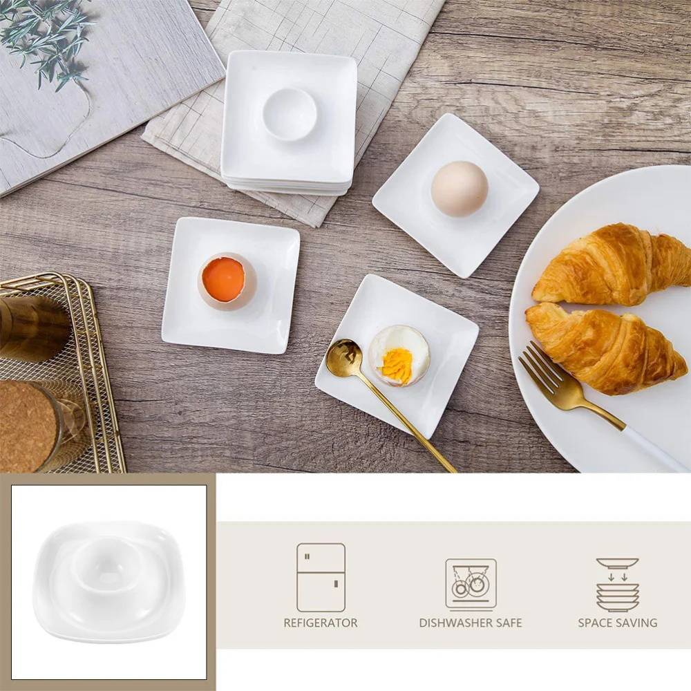 

4 Pcs Household Ceramic Egg Cups Practical Egg Plates Creative Egg Cups (White)