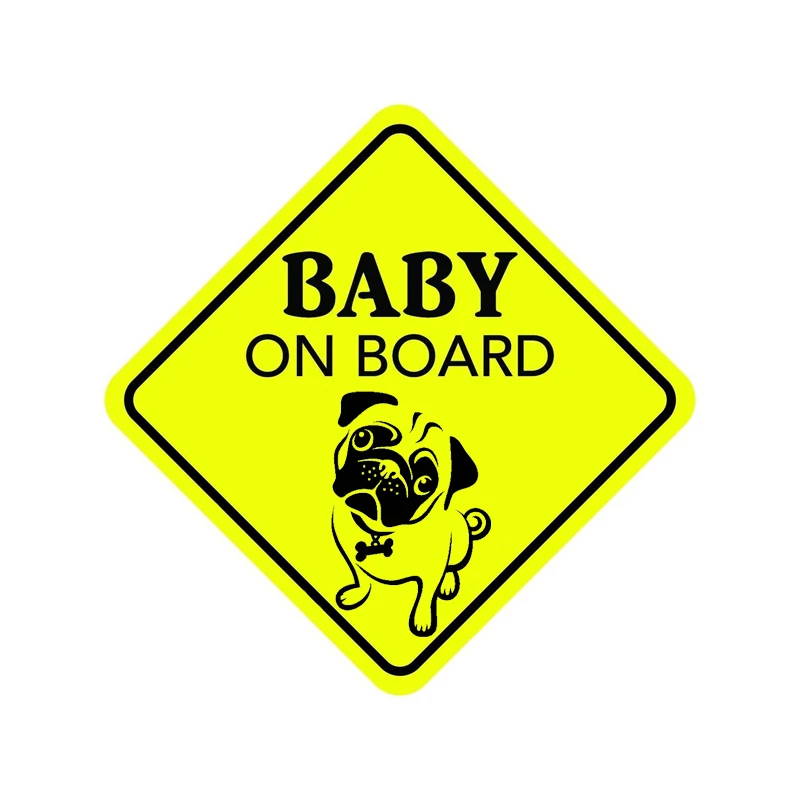 

Car Sticker Funny BABY ON BOARD Interesting Pug Dog Waterproof Sunscreen Decal PVC,15cm*15cm