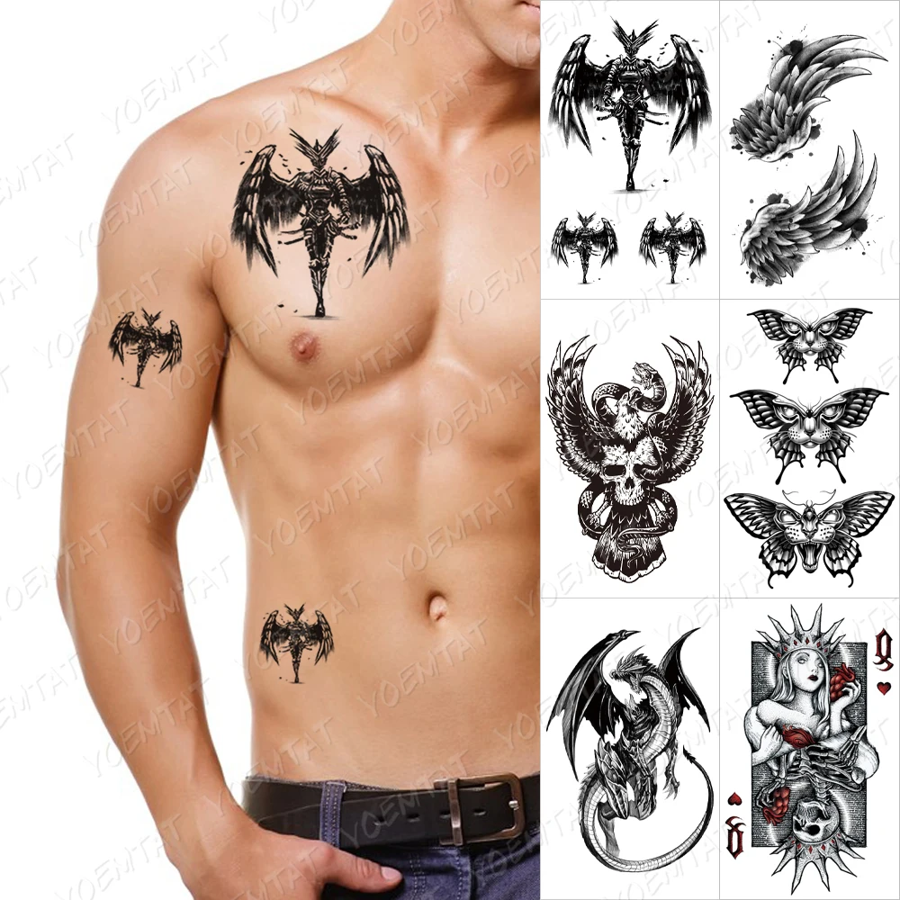 Фото Водостойкая временная татуировка наклейка дракон меч воин флэш-татуировки