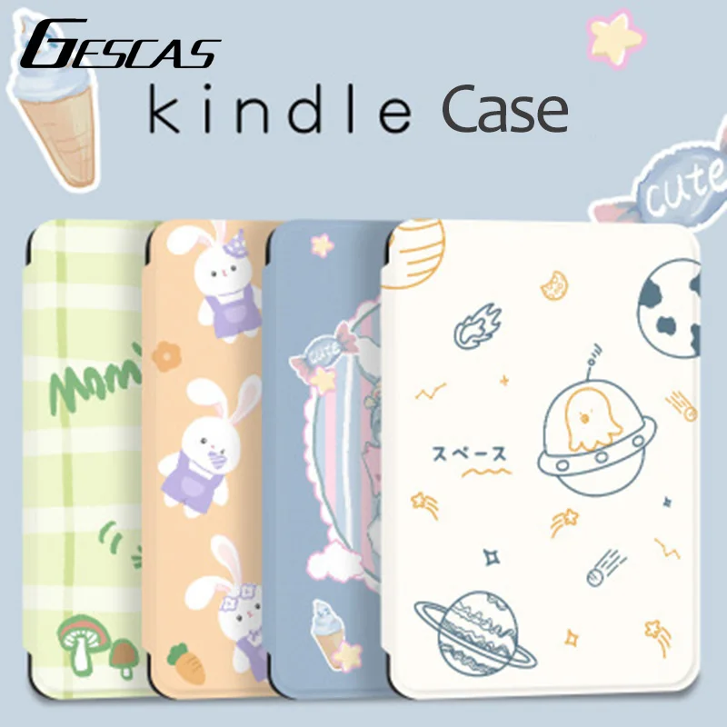 

GESCAS For Kindle Paperwhite 1/2/3/4 Ebook Cartoon Silicone Case For Kindle KPW/Kindle558/Kindle658 Youth Electronic Book Case