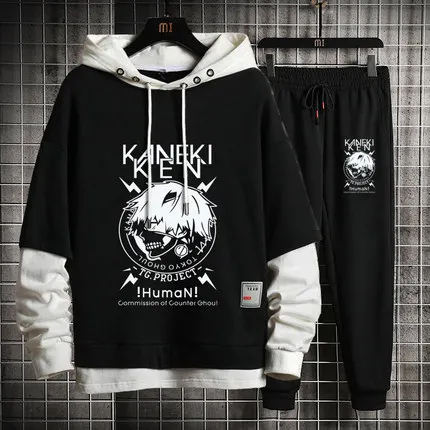 

New Anime Tokyo Ghoul Kaneki Ken Cosplay Costumes Teens Hoodies Pants Sweatshirt Cotton Hooded Jackets Coat Top Sports Trousers