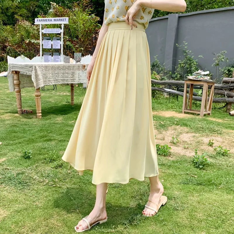 Повседневные однотонные женские платья A-образной формы с длинными юбки для